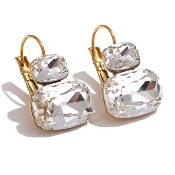 Anthropologie Jewelry - Anthropologie Elegant Gold Silver Crystal Earrings